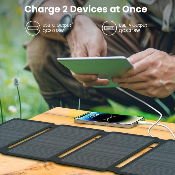 FlexSolar 30W Portable Solar Panel Chargers QC3.0 18W USB-A USB-C Output - Image 4