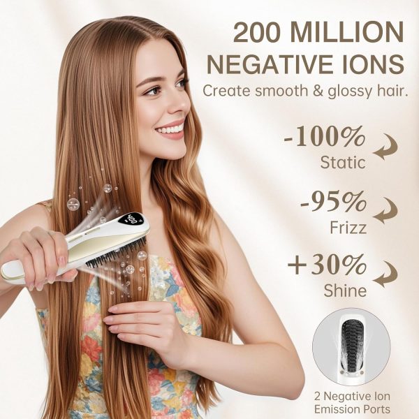 Luxspire Cordless Hair Straightener Brush, Dual Power Hair Brush - Image 4