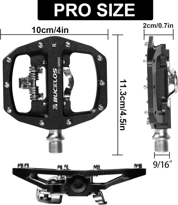 BUCKLOS SPD Pedals PD-M680 Mountain Bike Clip in SPD Flat Combo Dual Sided - Image 6