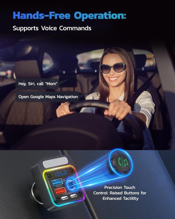 Nulaxy 54W Bluetooth 5.3 Car Adapter with 4 Charging Ports [PD 36W & QC3.0 - Image 5