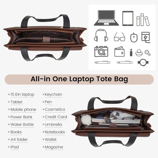 LOVEVOOK Laptop Bag for Women 15.6 Inch Laptop Tote Work Bag Professional - Image 3