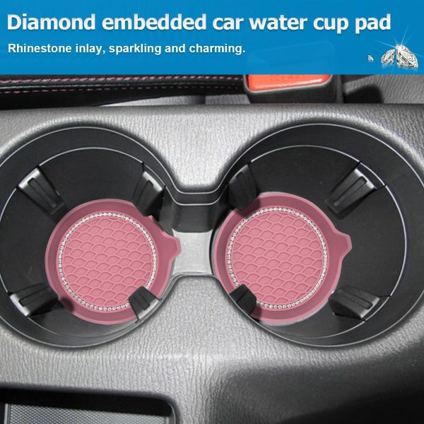 Bling Car Cup Holder Coaster, 4 Pack Universal Insert Coasters with Crystal - Image 6