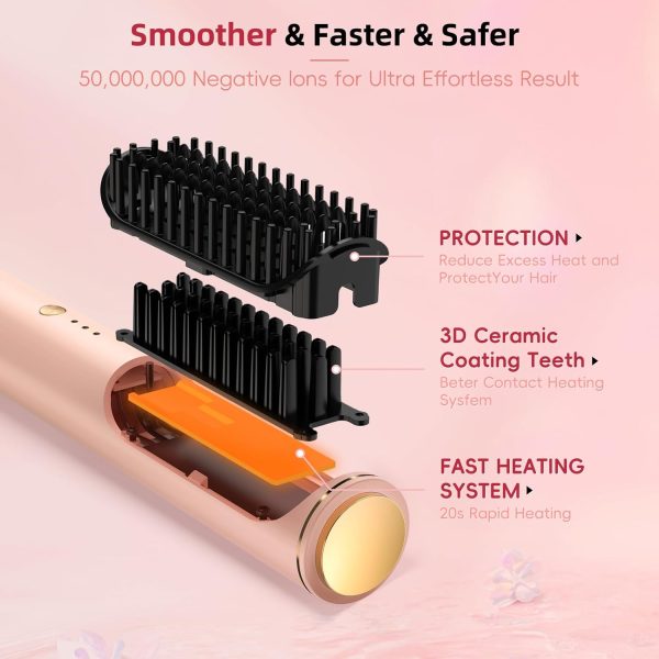 Cordless Hair Straightener Brush,Ceramic Straightening Brush, Portable - Image 6
