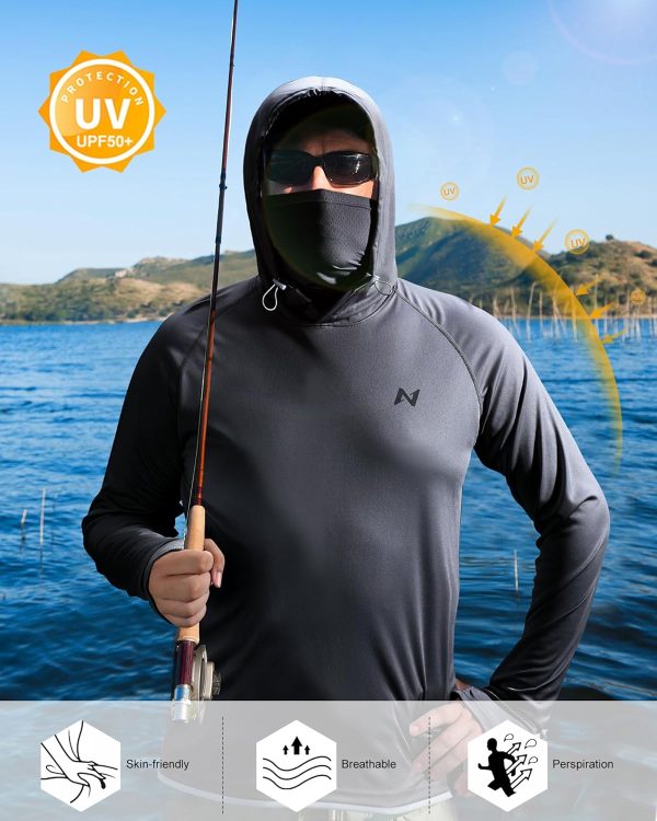 isnowood Sun Shirt UPF 50+ Men's Fishing Long Sleeve UV Protection Hoodie - Image 6