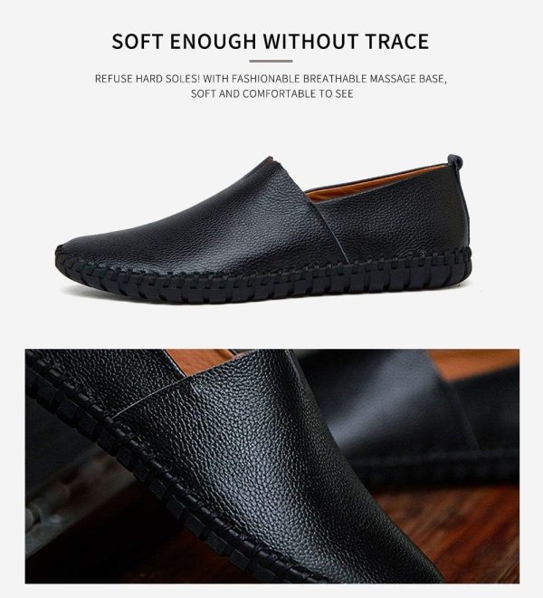 Men's Genuine Leather Loafer Shoes Slip On Soft Walking Driving Shoes - Image 2