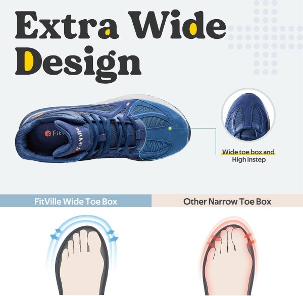 FitVille Wide Basketball Shoes for Men with Flat Feet Extra Wide High-top - Image 2