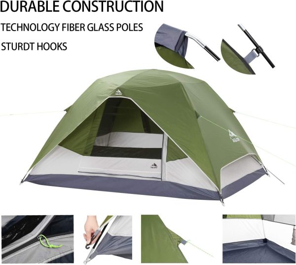 Camping Tent with Rainfly, 2/4 Person Dome Tent,Waterproof Windproof Family - Image 5