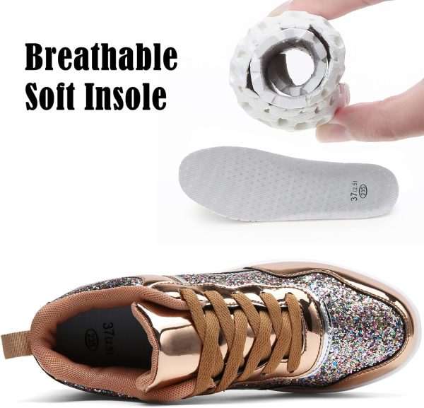 DADAWEN Women's Glitter Platform Wedge Athletic Tennis Walking Shoes - Image 5