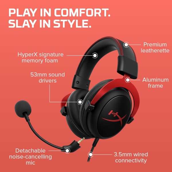 HyperX Cloud II - Gaming Headset, 7.1 Surround Sound, Memory Foam Ear Pads, - Image 10