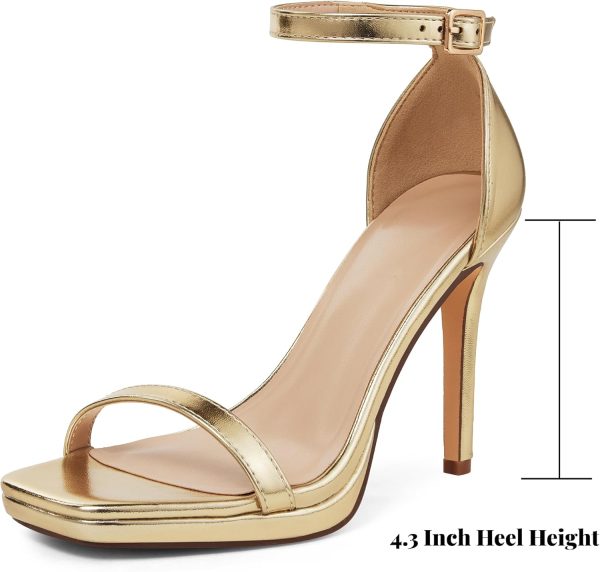 Women Strappy High Heeled Sandals,4.3-Inch Stiletto Open Square Toe Heels - Image 2