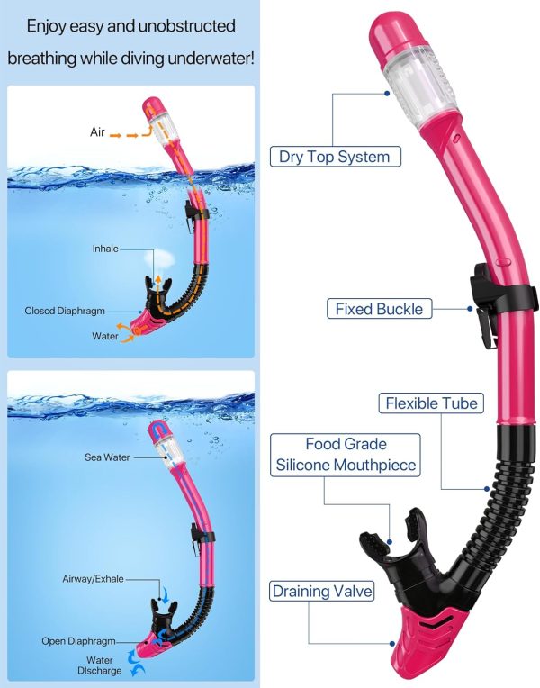 Snorkeling Gear for Adults Men Women,4 in 1 Snorkel Set with Panoramic View - Image 3