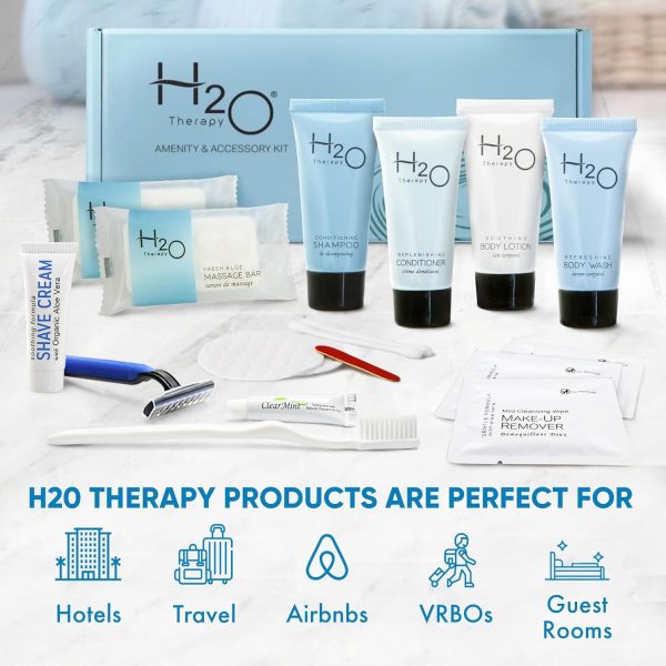 H2O Therapy Amenity & Accessory Kit | 0.85 oz Travel Size Shampoo, - Image 2