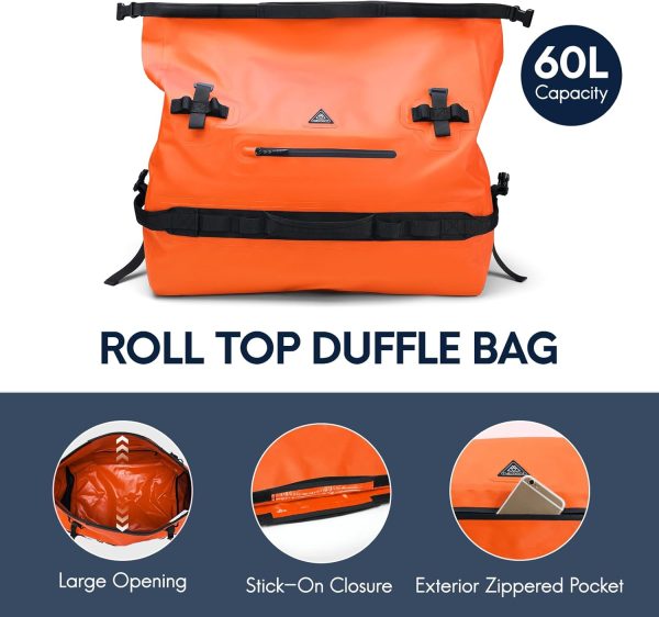 Haimont Large Waterproof Duffel Backpack Roll-Top Heavy Duty Dry Duffle Bag - Image 4