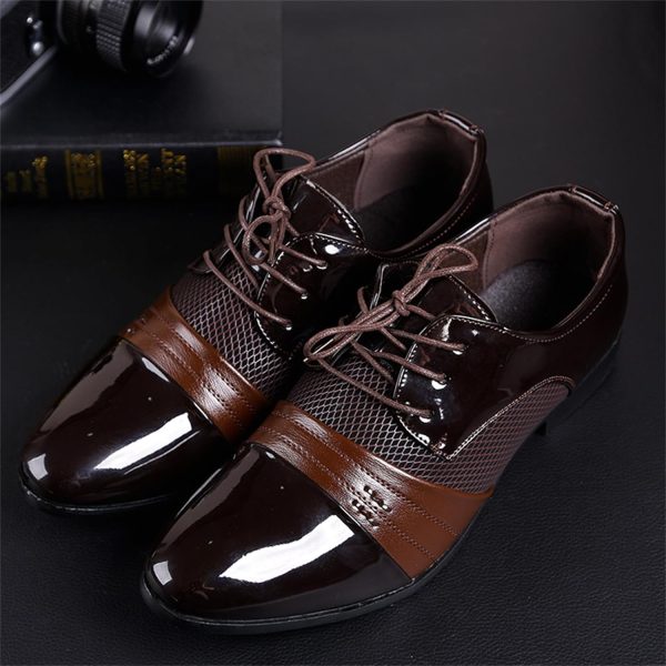 Men's 2024 Dress Shoes Patent Leather Shoes Soft Sole Breathable Mesh - Image 8