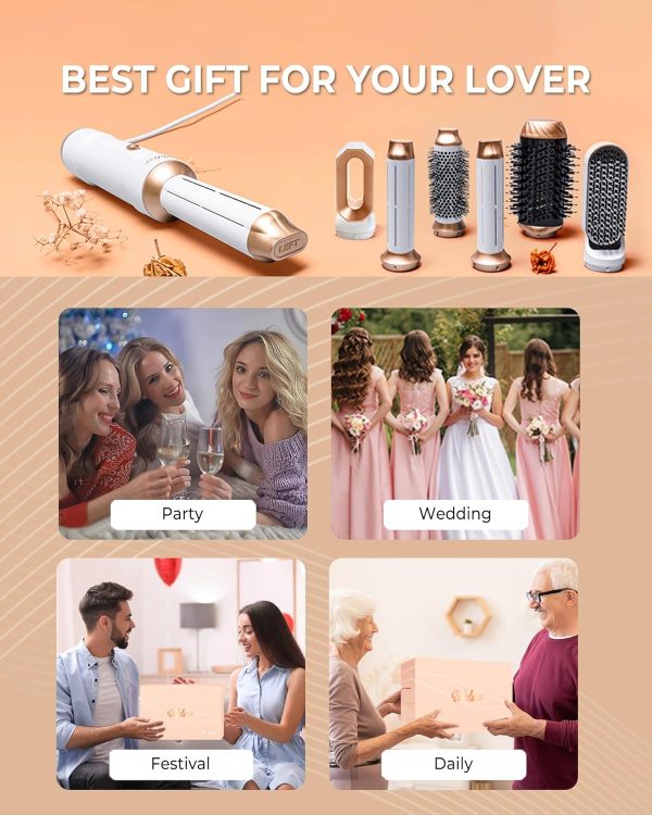 Hair Dryer Brush,6 in 1 Blow Dryer Brush Ionic Hair Dryer,Hair Curler Hair - Image 9