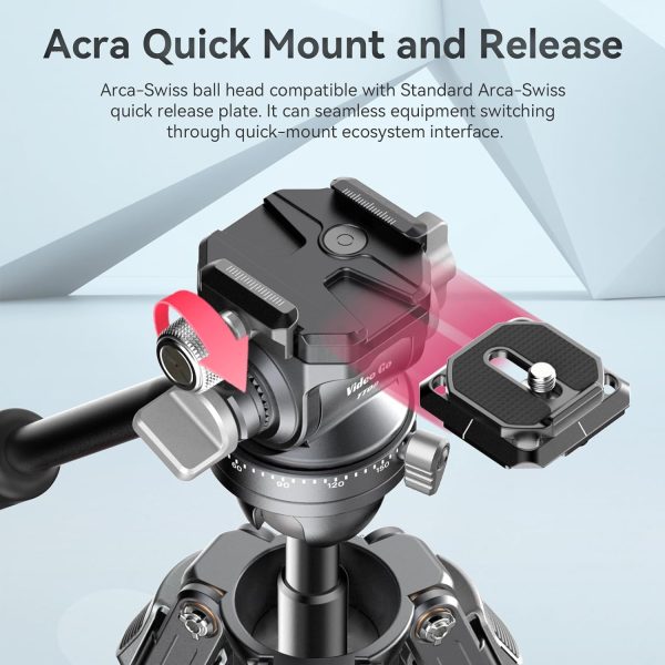 Ulanzi TT09 VideoGo Travel Tripod, 56" Carbon Fiber Camera Tripod with Arca - Image 2