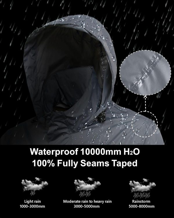 GIISAM Men’s Rain Jacket with Hood Lightweight Rain Coats Waterproof - Image 2