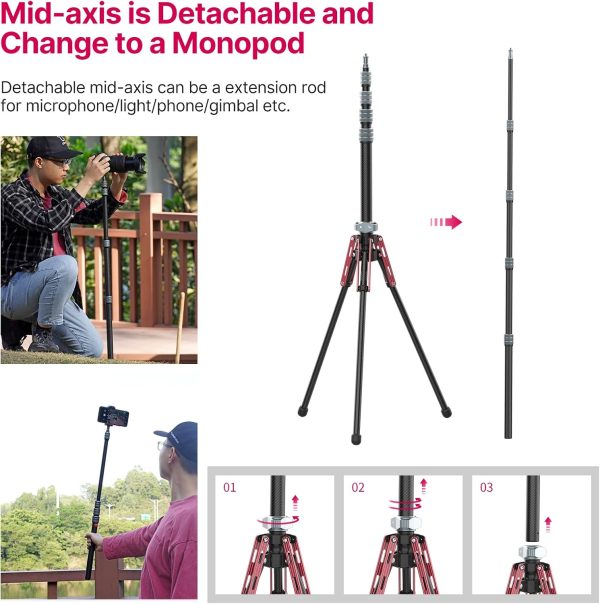 ULANZI Light Stand Carbon Fiber MT-49, Adjustable Tripod Stand for - Image 6