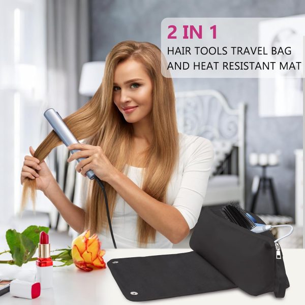 Large Hair Tools Travel Bag with Heat Resistant Mat for Straighteners, - Image 7