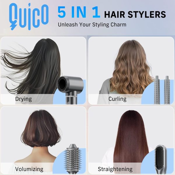 5 in 1 Hair Dryer Brush, QUICO Hair Styler 110,000 RPM 7X Faster Hair Dryer - Image 2