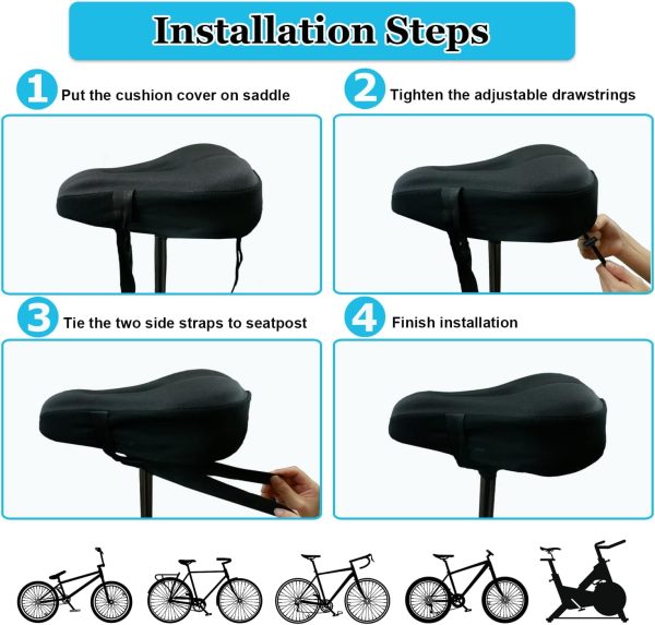 Gel Bike Seat Cover Padded Bicycle Saddle Covers for Women & Men, Most - Image 6