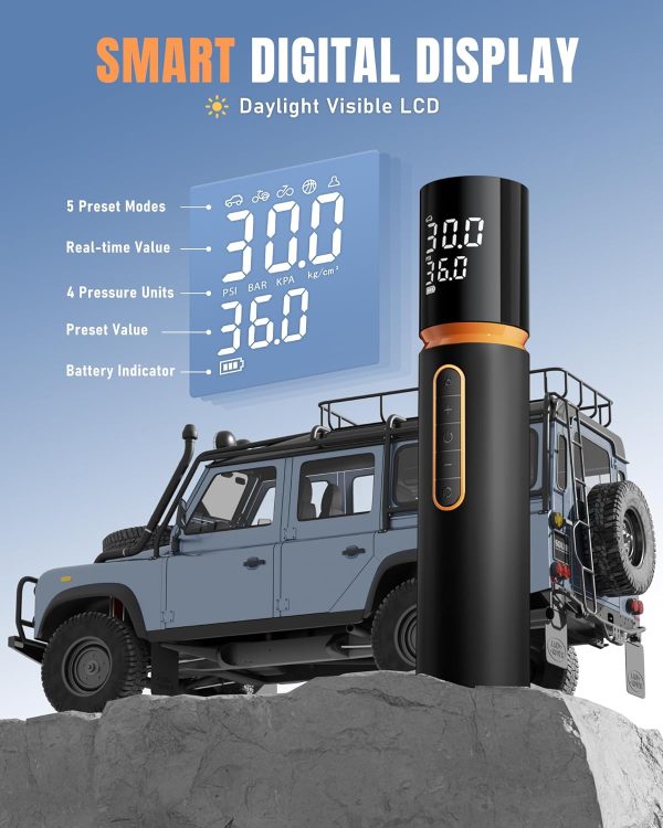 Tire Inflator Portable Air Compressor, Bike Pump, 150PSI Cordless Air - Image 4