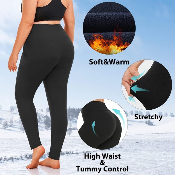 NEW YOUNG 2 Pack Plus Size Fleece Lined Leggings Women-1X-4X High Waist - Image 5