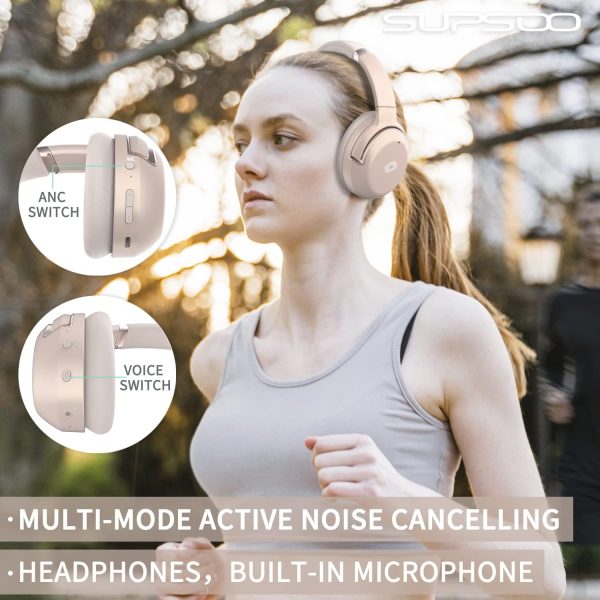 Wireless Over Ear Headphones Noise Cancelling Bluetooth Headphones with - Image 5