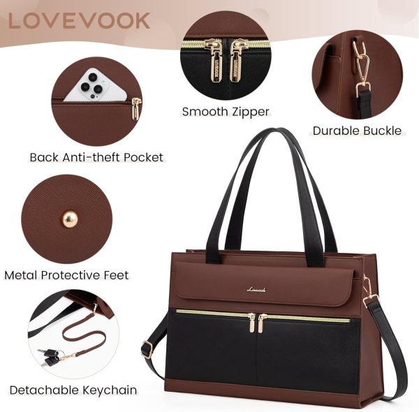 LOVEVOOK Laptop Bag for Women 15.6 Inch Laptop Tote Work Bag Professional - Image 4