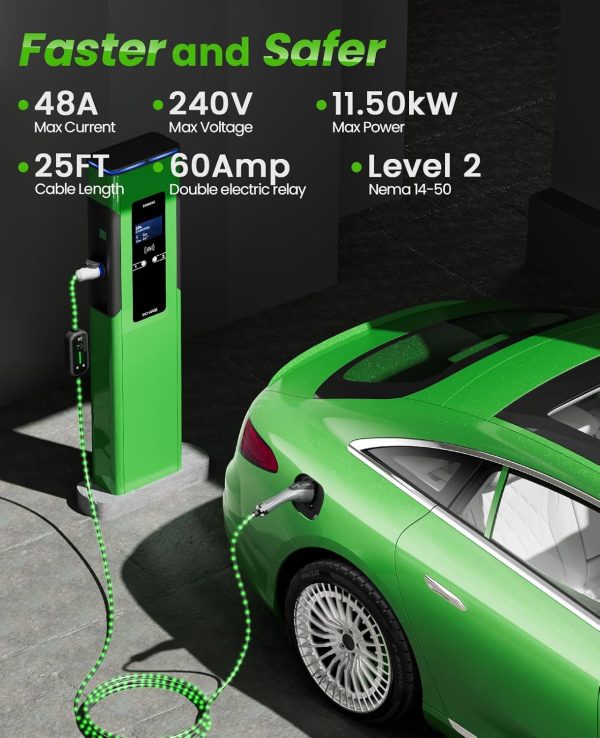 Portable EV Charger,Level 2 48Amp Electric Vehicle Charger with Double - Image 2