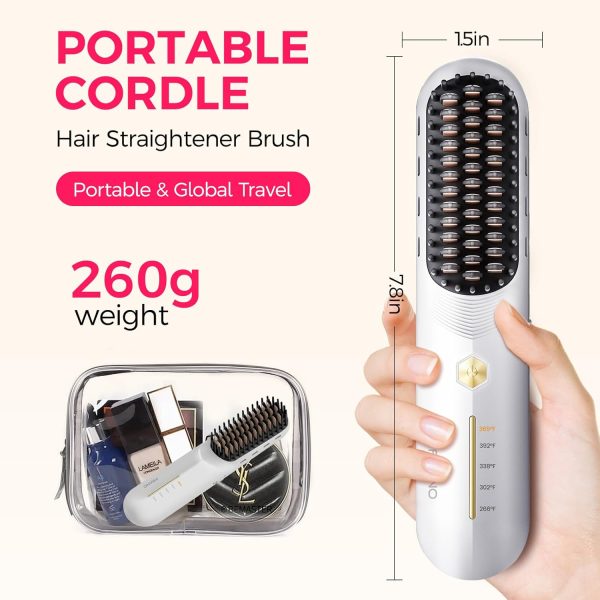 FRANO Cordless Hair Straightener Brush - Portable Straightening Brush for - Image 6