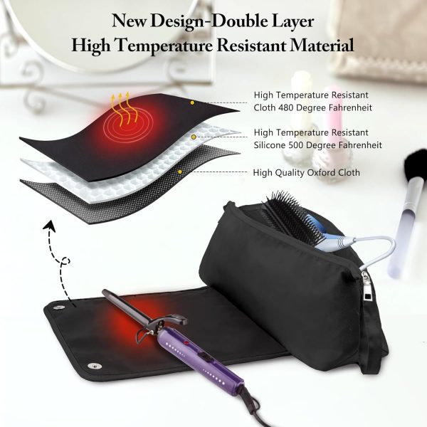 Large Hair Tools Travel Bag with Heat Resistant Mat for Straighteners, - Image 2