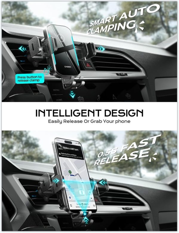 CHGeek Wireless Car Charger, 15W Fast Charging Car Phone Holder Charger - Image 3
