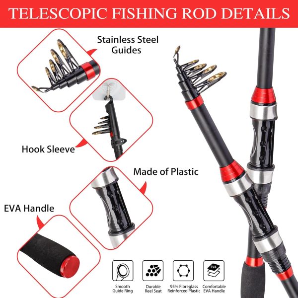 I00000 Fishing Rod and Reel Combos with Fiberglass Telescopic Fishing Pole - Image 2
