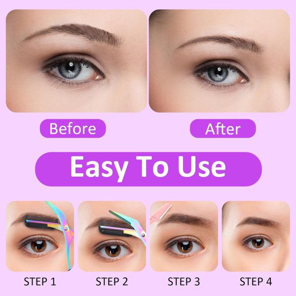 3Pcs Eyebrow Trimmer Scissor with Comb Professional Precision Eyebrow - Image 4