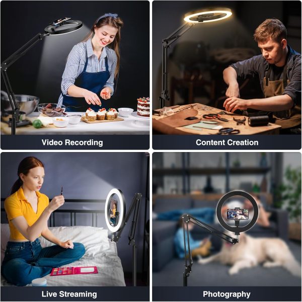 Evershop Ring Light with Stand Overhead Phone Mount Holder,10” Ring Light - Image 2
