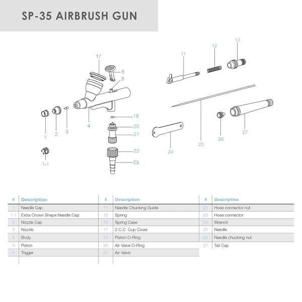 TEMPTU Gravity Feed Airbrush, SP-35 Dual Action Airbrush Gun | - Image 5