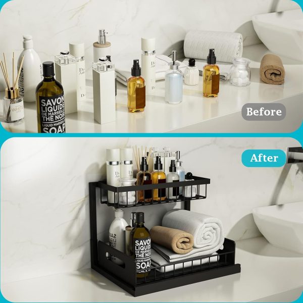 REALINN Under Sink Organizer, Pull Out Cabinet Organizer 2 Tier Slide Out - Image 4