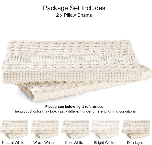 PHF 100% Cotton Waffle Weave Euro Sham Covers, 2 Pack 26" x 26" Bed Pillow - Image 4