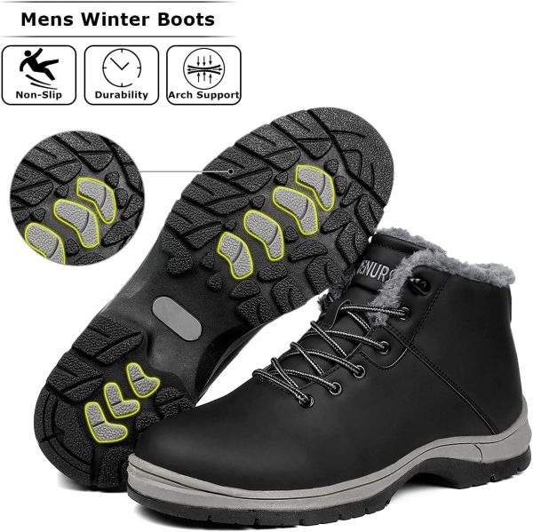 Mens Winter Snow Boots Water Resistant Warm Fur Lined Anti Slip Work Ankle - Image 4