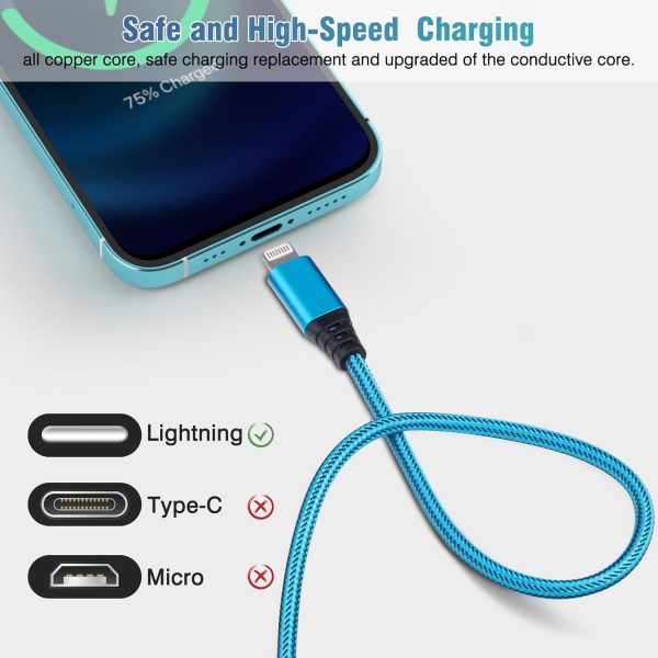 iPhone Charger 5Pack 10FT Lightning Cable Nylon Braided USB Cables Fast - Image 2