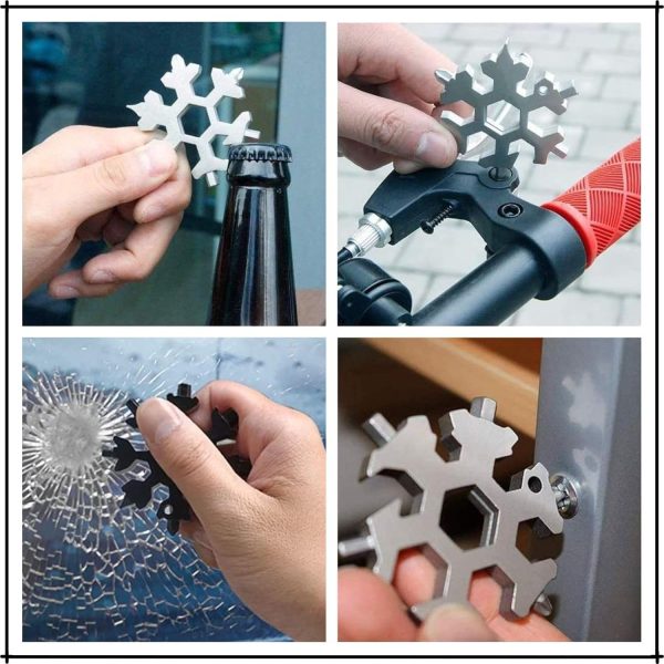 4 Pack Snowflake Multitool, 18-in-1 Stainless Steel Snowflake Multitool, - Image 3