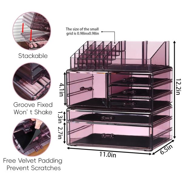 Cq acrylic 3 Pack-big Makeup Organizer, Multi-purpose Make Up Holder, Large - Image 2