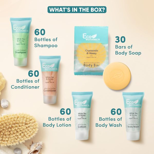 Eco Botanics Hotel Soaps & Toiletries Bulk Set | 0.85oz Hotel Shampoo & - Image 3