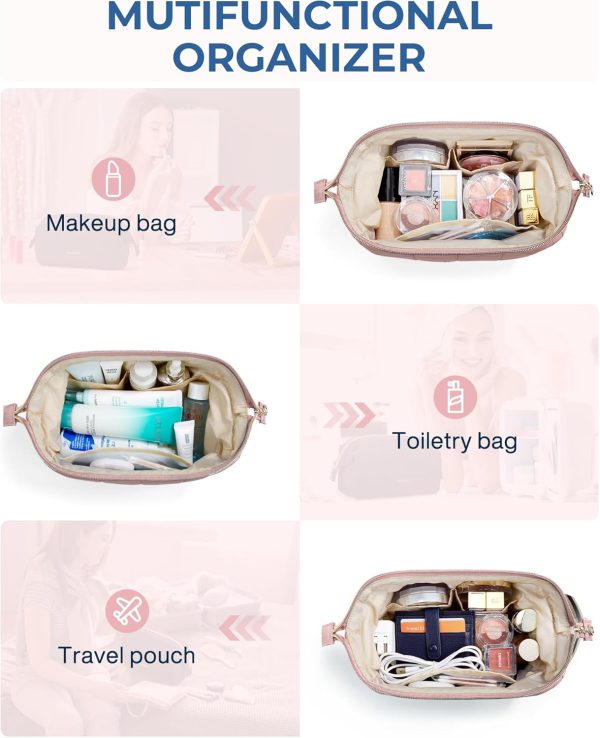 BAGSMART Makeup Bag Travel Toiletry Bag, Puffy Padded Make Up Bags for - Image 6