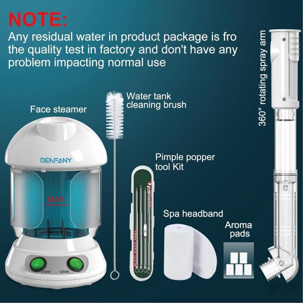 Facial Steamer - DENFANY Nano Ionic Face Steamer with Extendable 360° - Image 2
