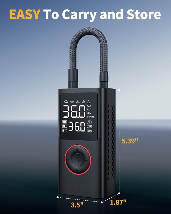 Tire Inflator Portable Air Compressor, 150 PSI Cordless Mini Bike Tire Pump - Image 2
