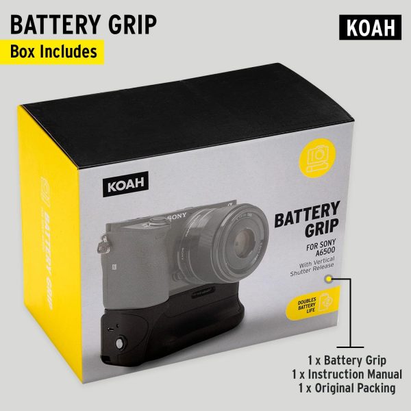 KOAH Battery Grip for Sony A6500 SLR Digital Camera for Extended Power and - Image 6