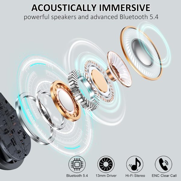 Wireless Earbuds, Bluetooth 5.4 Headphones Sports, 50H Playback Over-Ear - Image 2