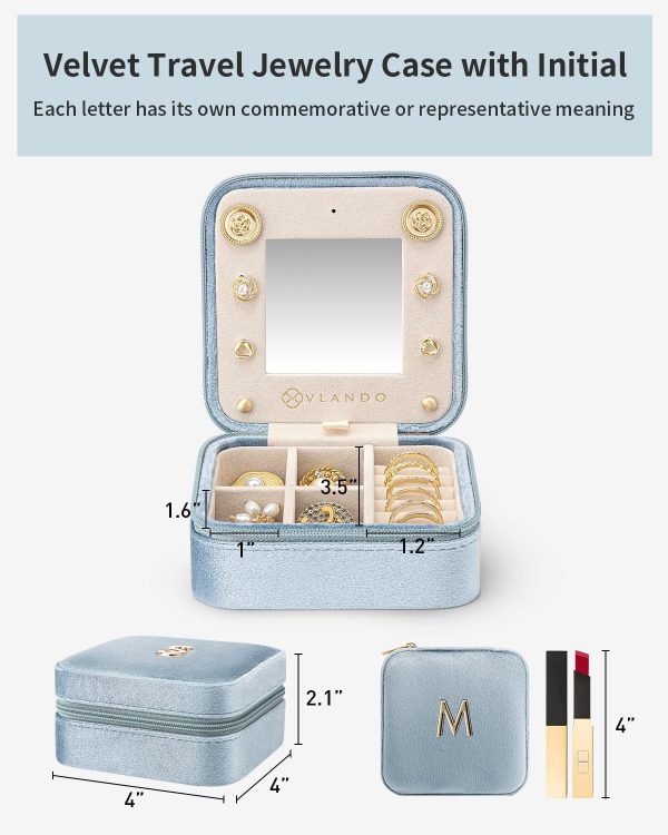 Vlando Mother's Day Gift for Women Girls, L Initial Travel Jewelry Case, - Image 5